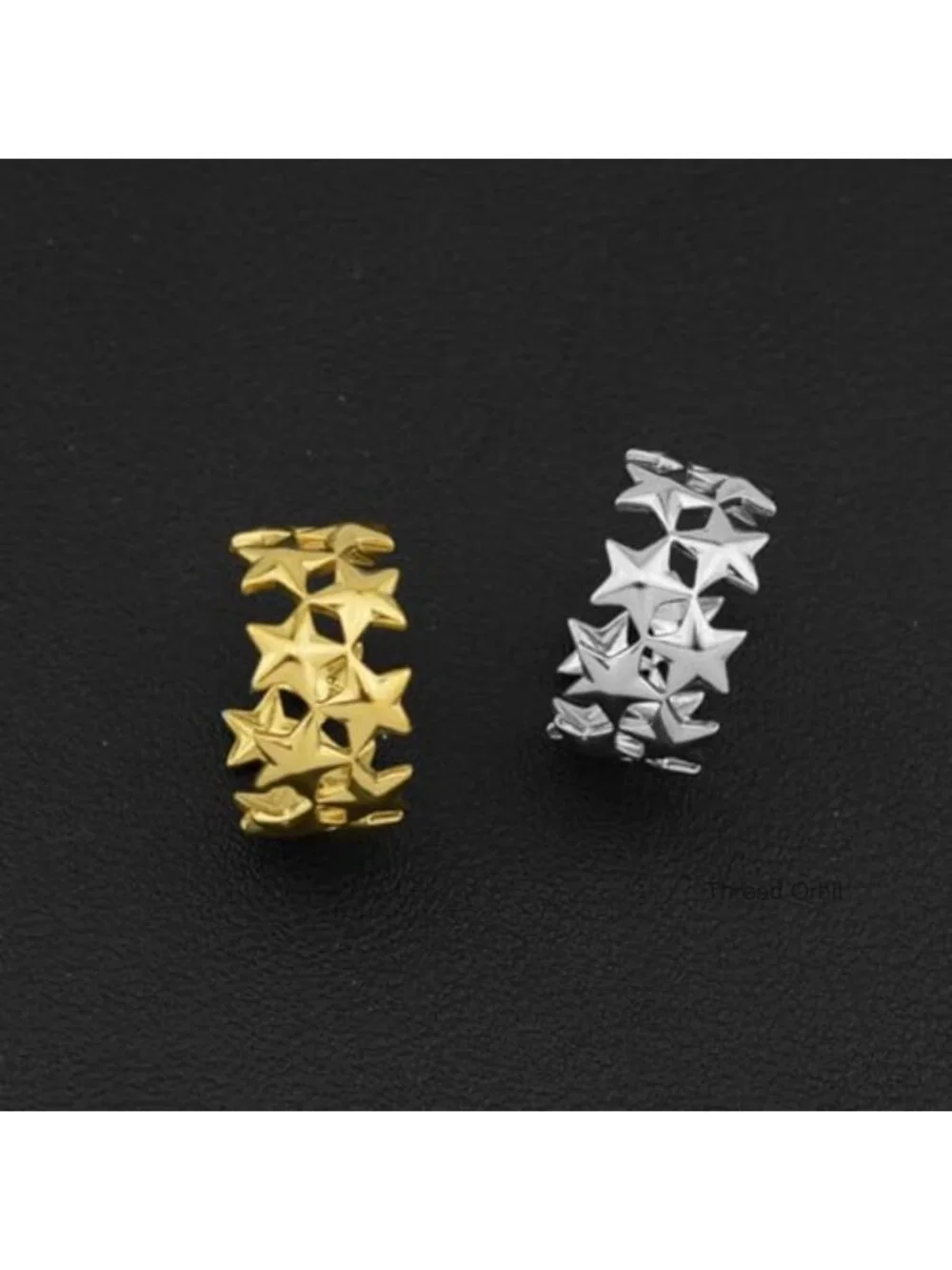 Chunky Vintage Star Open Ring - Gold & Silver Statement Ring - Y2K Trendy Ring